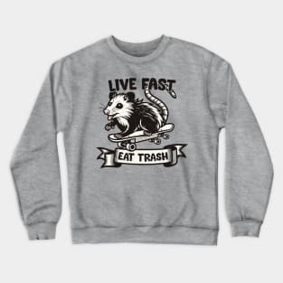 Live Fast Eat Trash - Vintage Opossum Design Crewneck Sweatshirt